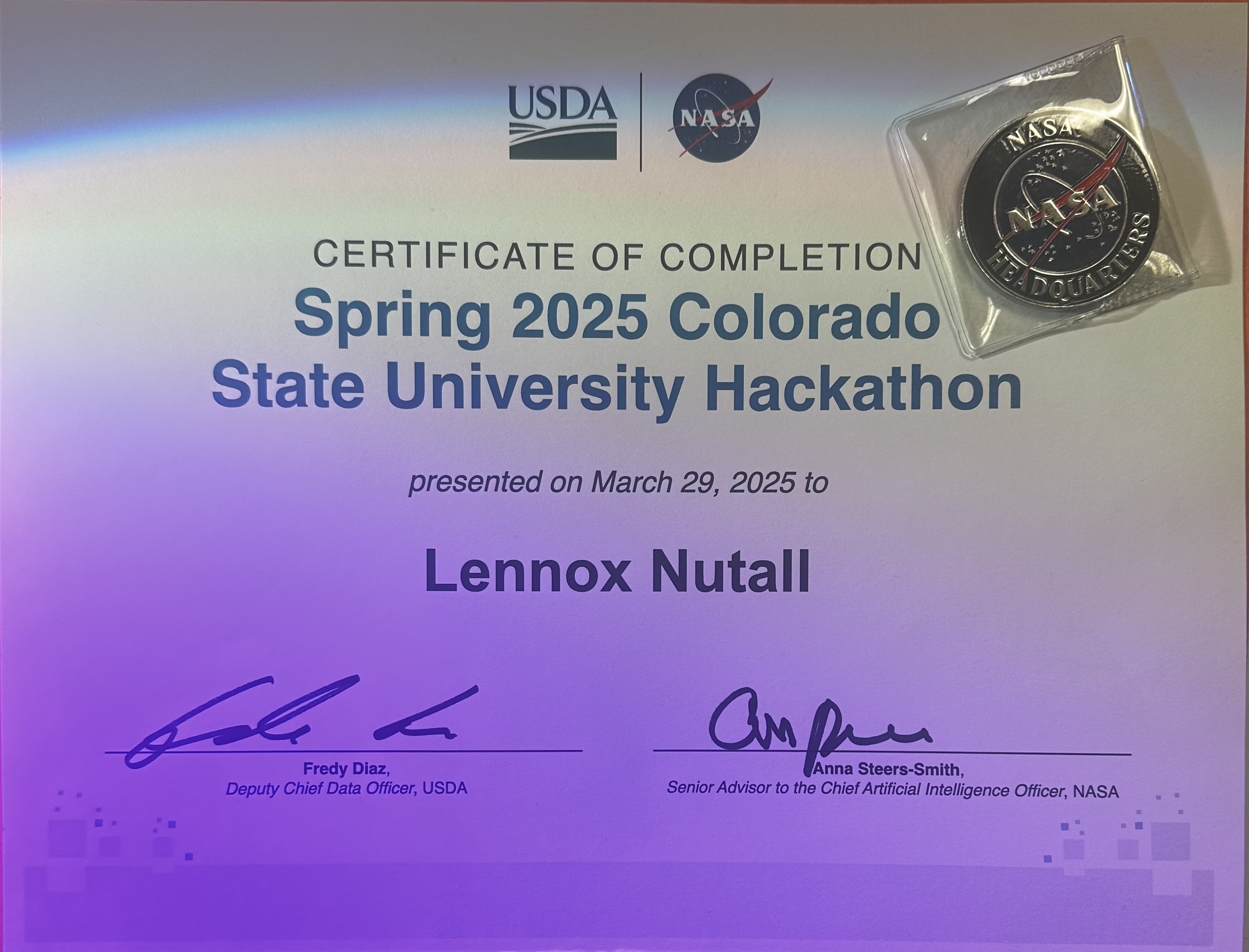 Hackathon certificate